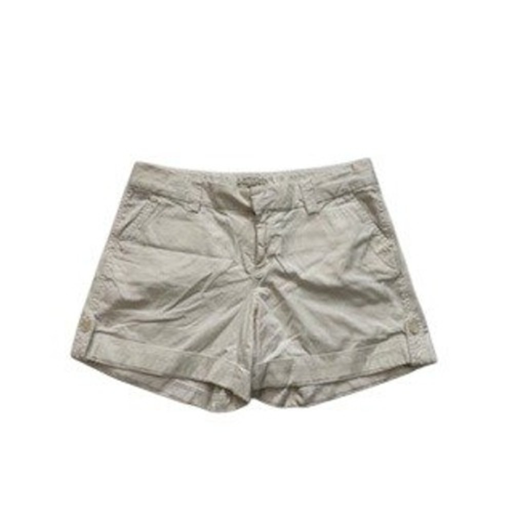 Banana Republic Womens White Cuffed Tailored Shorts Side Button Tab Size 8